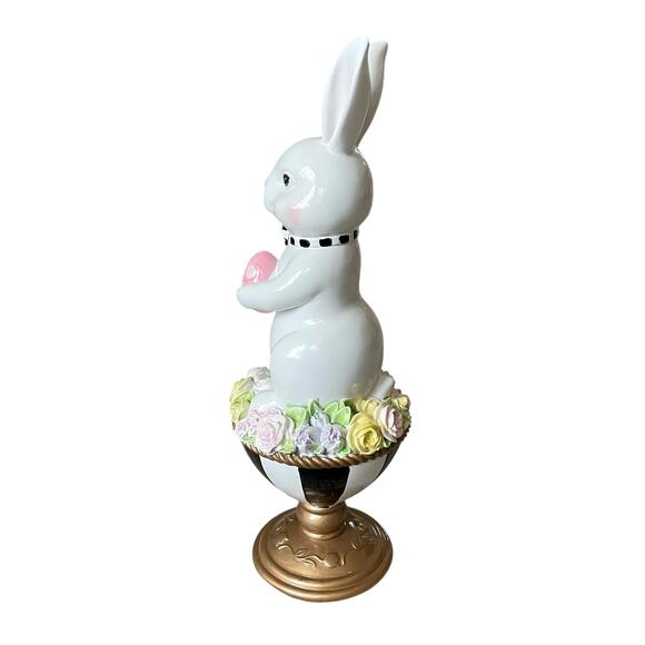 TOPHAT & TAIL Easter Bunny Rabbit On Flower Pedestal Egg 15" Mackenzie Style NEW - Picture 9 of 15